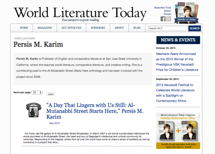 A Day that Lingers with Us Still : Al-Mutanabbi Street Starts Here Essay: World Literature Today, May 2012