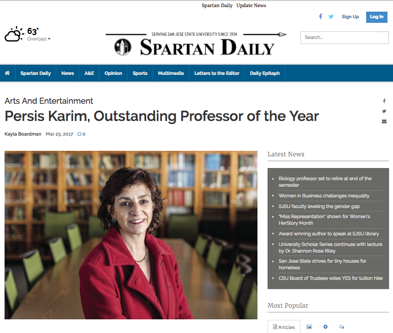 Persis Karim, Outstanding Professor of the Year